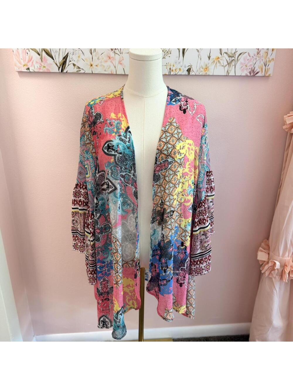 Catherines petite boho patchwork kimono cardigan